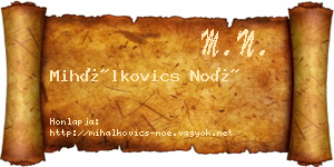 Mihálkovics Noé névjegykártya